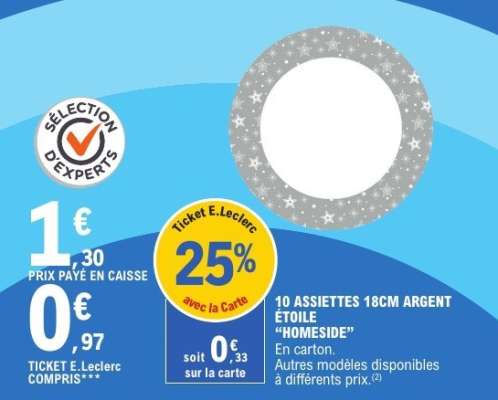 10 ASSIETTES 18CM ARGENT ÉTOILE “HOMESIDE”