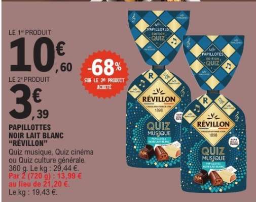 PAPILLOTTES NOIR LAIT BLANC "RÉVILLON"