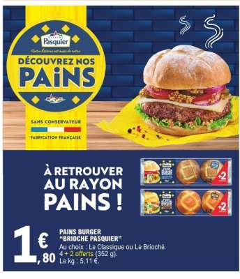 PAINS BURGER "BRIOCHE PASQUIER"