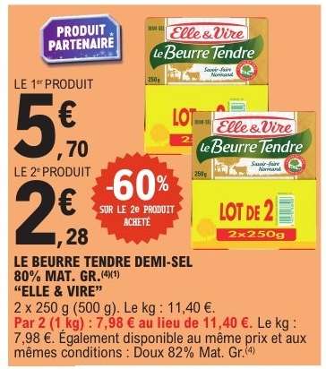 Le Beurre Tendre Demi-Sel 80% Mat. Gr.