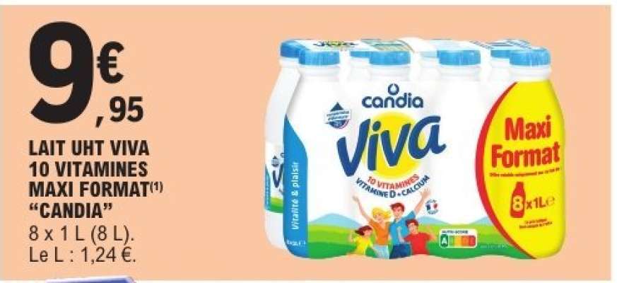 Lait UHT Viva 10 Vitamines Maxi Format "Candia"