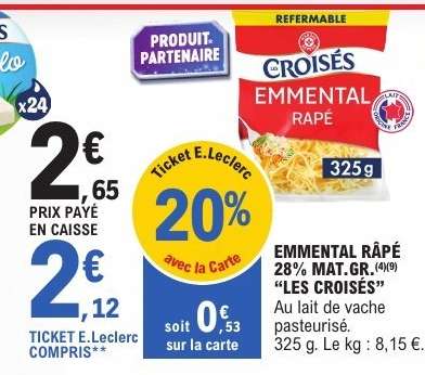 EMMENTAL RÂPÉ 28% MAT. GR. “LES CROISÉS”