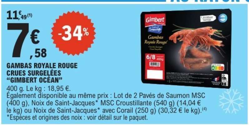 GAMBAS ROYALE ROUGE CRUES SURGELÉES “GIMBERT OCEAN”
