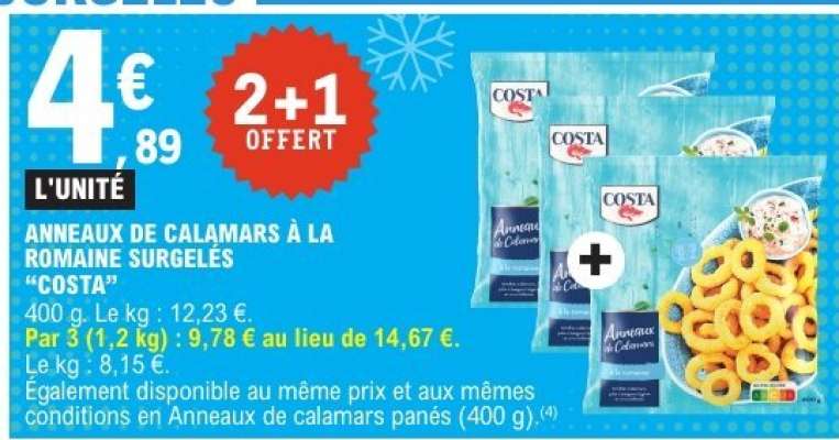 Anneaux de calamars à la romaine surgelés 'Costa'