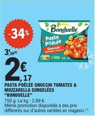 PASTA POÊLÉE GNOCCHI TOMATES & MOZZARELLA SURGELÉES “BONDUELLE”