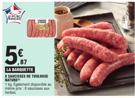 8 SAUCISSES DE TOULOUSE NATURE