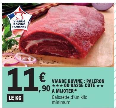 Viande Bovine : Paleron ou Basse Côte
