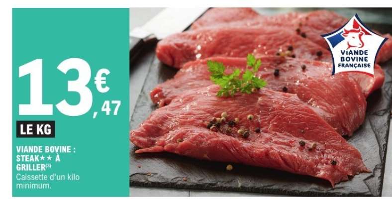 Viande bovine : steak** à griller