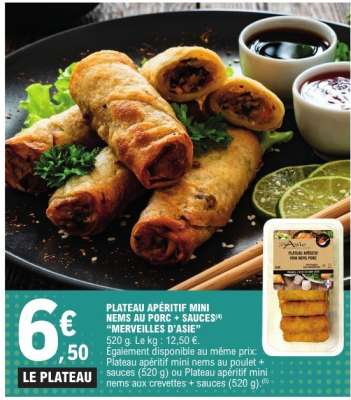 PLATEAU APÉRITIF MINI NEMS AU PORC + SAUCES 'MERVEILLES D'ASIE'