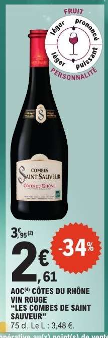 AOC CÔTES DU RHÔNE VIN ROUGE "LES COMBES DE SAINT SAUVEUR"