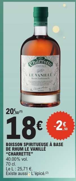 Boisson spiritueuse à base de rhum Le Vanillé "Charrette"
