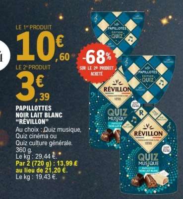 PAPILLOTTES NOIR LAIT BLANC "RÉVILLON"