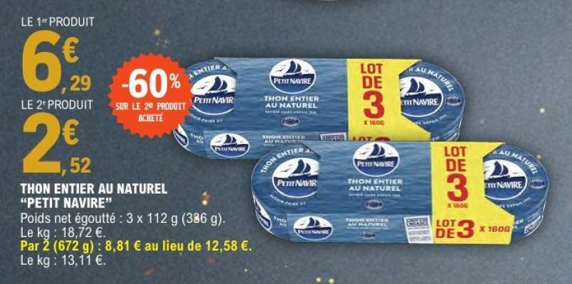 Thon entier au naturel 'Petit Navire'