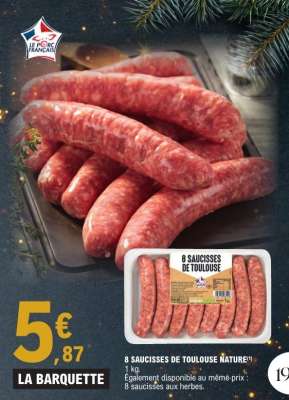 8 SAUCISSES DE TOULOUSE NATURE