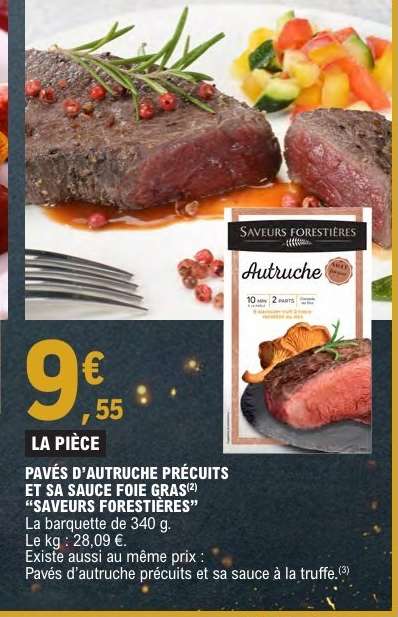 Pavés d'autruche précuits et sa sauce foie gras