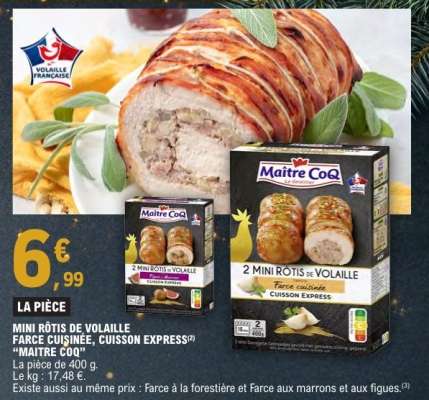 MINI RÔTIS DE VOLAILLE FARCE CUISINÉE, CUISSON EXPRESS