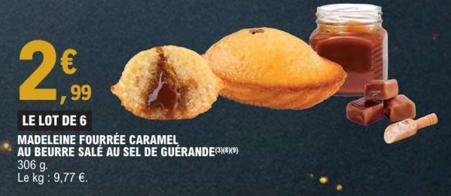 LE LOT DE 6 MADELEINE FOURRÉE CARAMEL AU BEURRE SALÉ AU SEL DE GUÉRANDE