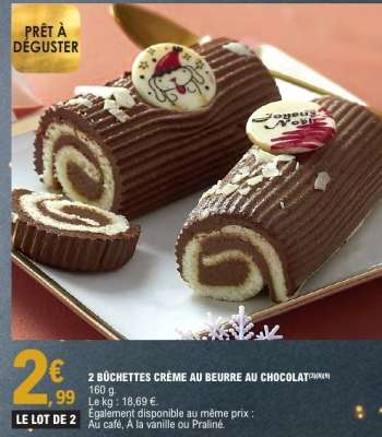 2 Bûchettes Crème au Beurre au Chocolat