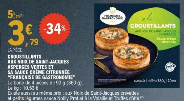 Croustillants aux noix de Saint-Jacques asperges vertes et sa sauce crème citronnée "Française de Gastronomie"