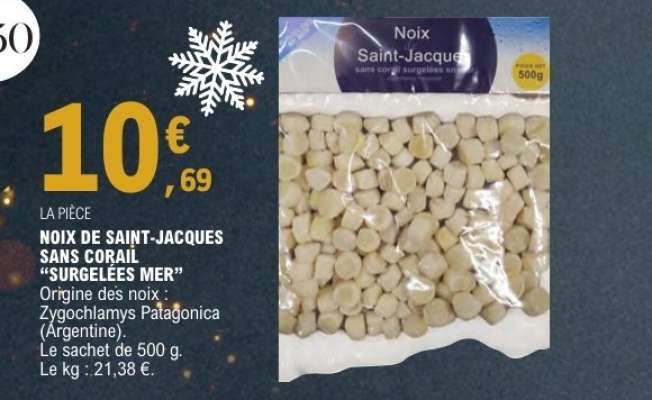NOIX DE SAINT-JACQUES SANS CORAIL “SURGELÉES MER”
