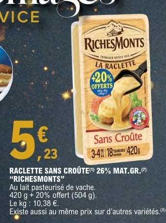 Raclette sans croûte RichesMonts