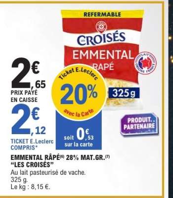EMMENTAL RÂPÉ 28% MAT. GR. “LES CROISÉS”