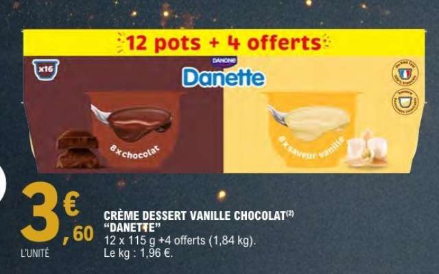 CRÈME DESSERT VANILLE CHOCOLAT "DANETTE"