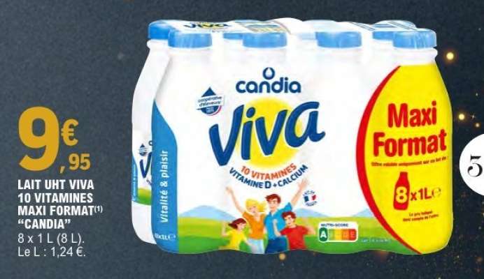 Lait UHT Viva 10 Vitamines Maxi Format "Candia"