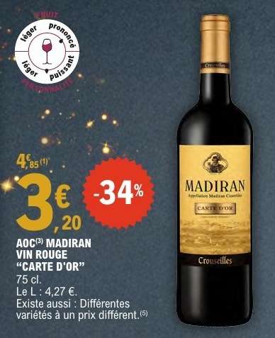 AOC MADIRAN VIN ROUGE "CARTE D'OR"