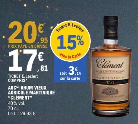 AOC Rhum Vieux Agricole Martinique 'Clément'