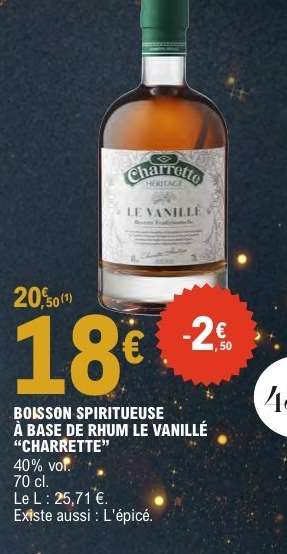 Boisson spiritueuse à base de rhum Le Vanillé "Charrette"