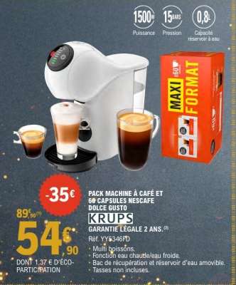 Pack Machine à Café et 60 Capsules Nescafe Dolce Gusto KRUPS