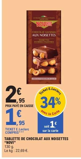 TABLETTE DE CHOCOLAT AUX NOISETTES 'NOVI'