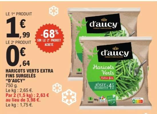 Haricots Verts Extra-Fins Surgelés "d'aucy"