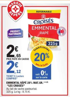 EMMENTAL RÂPÉ 28% MAT. GR. “LES CROISÉS”