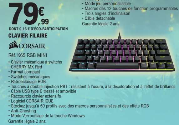 Clavier Filaire Corsair K65 RGB MINI