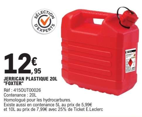 JERRICAN PLASTIQUE 20L "FOXTER"