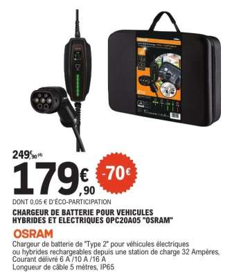 CHARGEUR DE BATTERIE POUR VEHICULES HYBRIDES ET ELECTRIQUES OPC20A05 "OSRAM"