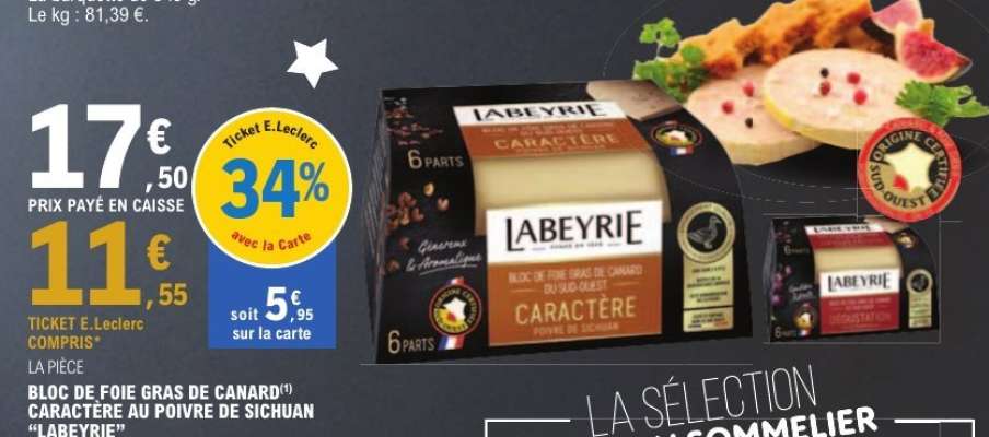 Bloc de foie gras de canard caractère au poivre de Sichuan "Labeyrie"