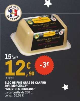 BLOC DE FOIE GRAS DE CANARD 30% MORCEAUX "MAISTRES OCCITANS"