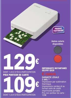 IMPRIMANTE INSTANTANÉE SELPHY QX20