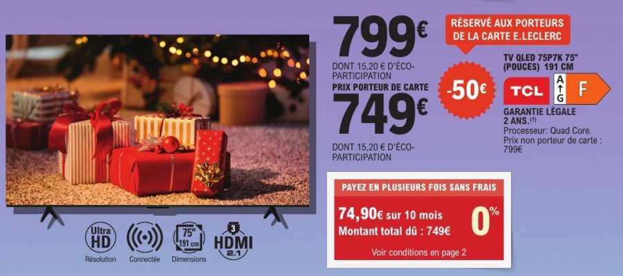 TV QLED 75P1KF 75'' (POUCES) 191 CM