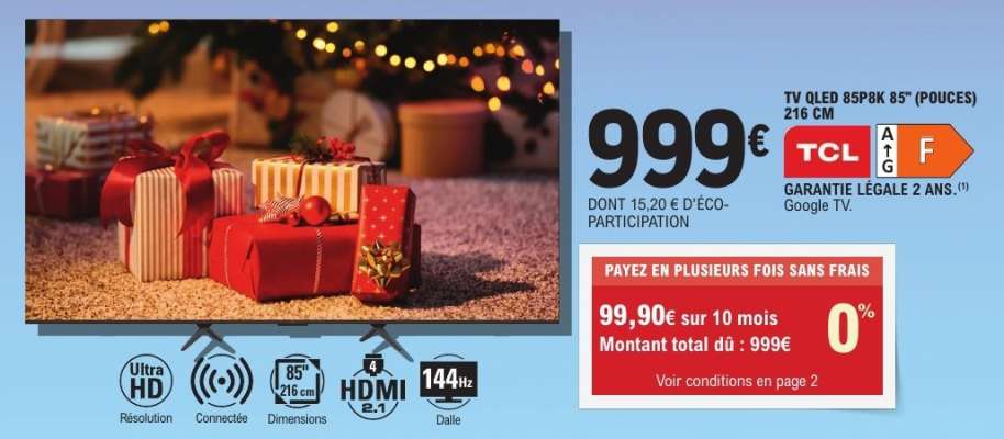 TV QLED 85P8K 85" (POUCES) 216 CM