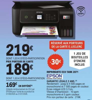 Imprimante Eco Tank 2871