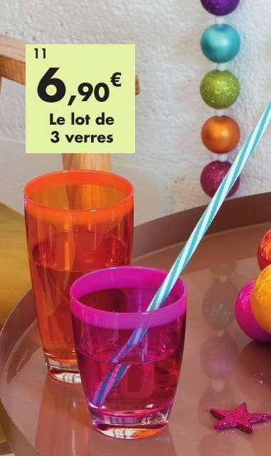 Le lot de 3 verres