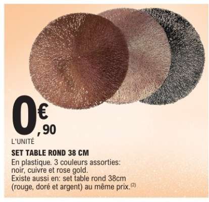 SET TABLE ROND 38 CM