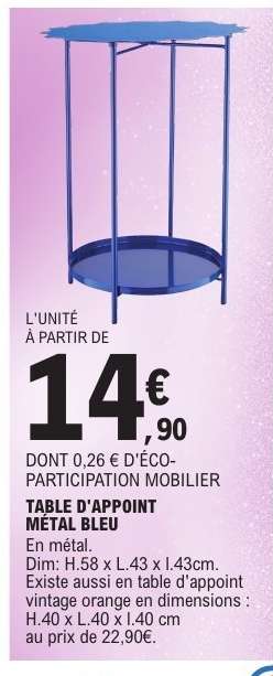 TABLE D'APPOINT METAL BLEU