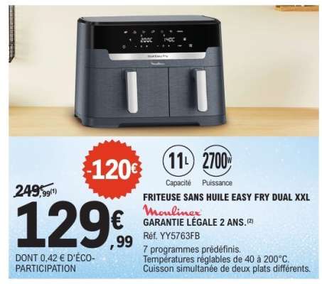 FRITEUSE SANS HUILE EASY FRY DUAL XXL