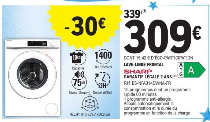 LAVE LINGE FRONTAL 'SHARP'