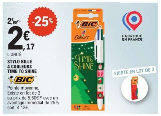 STYLO BILLE 4 COULEURS TIME TO SHINE